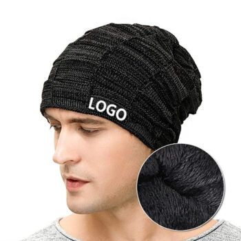 Custom Warm Lined Knit Winter Hats for Men Binie Thick Skully Beanie Hat
