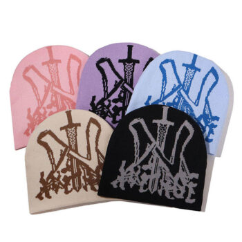 Wholesale Y2k Beanie Cap 2025 Streetwear Custom Winter Acrylic Jacquard Knit Beanie Hat with Custom Logo for Women