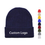 Wholesale Unisex Soft Ribbed Knit Beanies Hat Cap Waffle Cuffed Beanie Classic Knit Winter Hat with Custom Logo